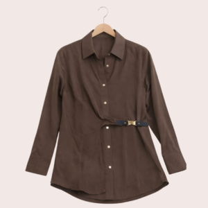 Brown wrap style shirt