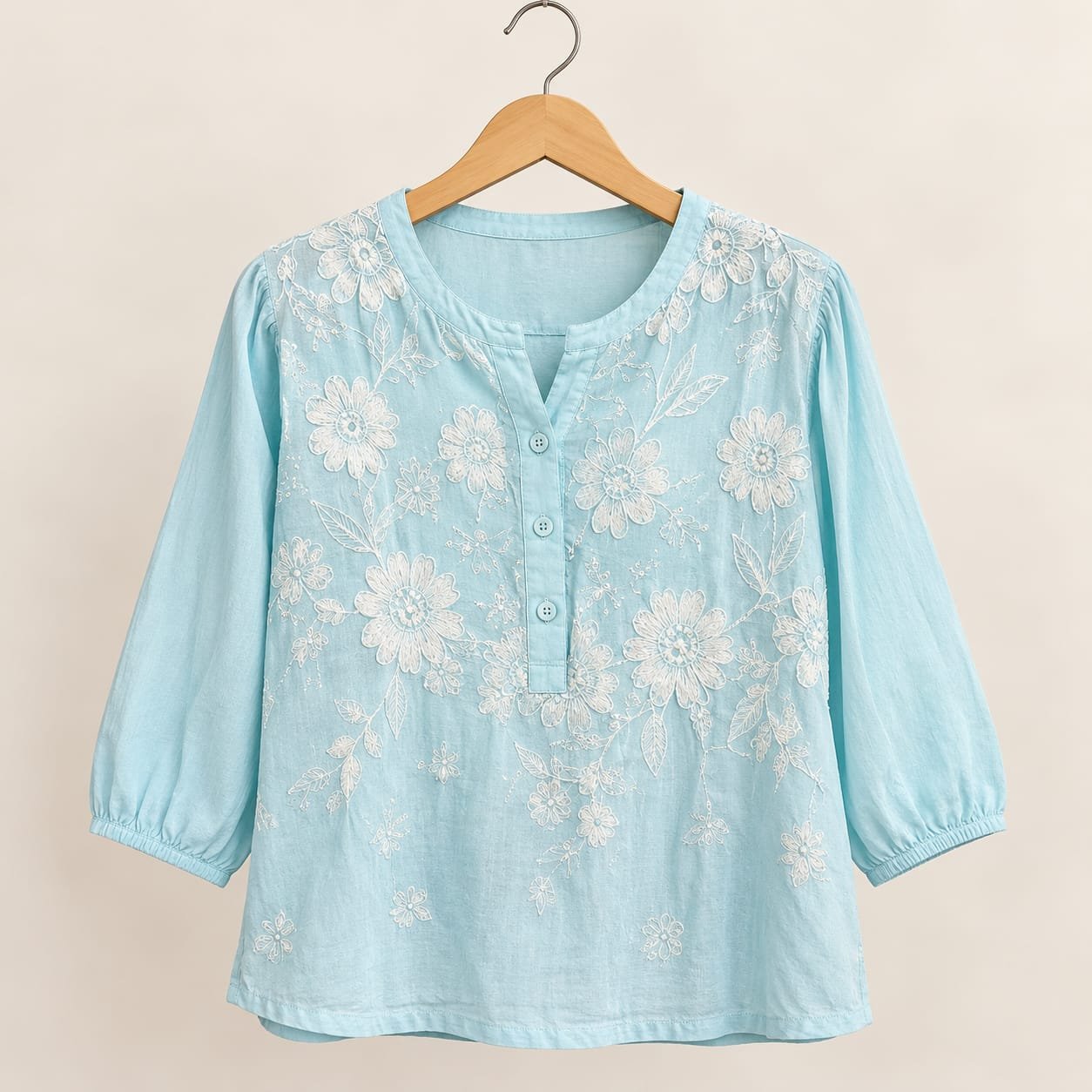 Light Blue Floral Embroidered Light Blue Floral Embroidered