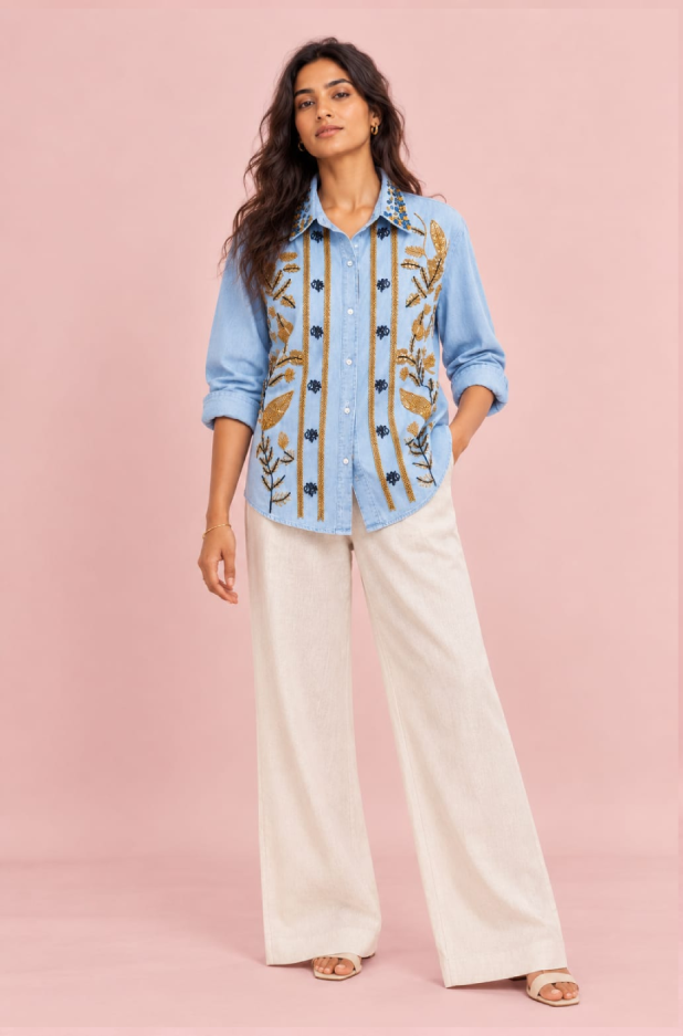 Home Azure Embroidered Shirt