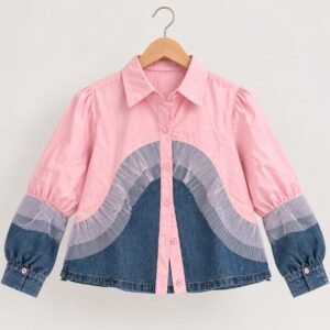 Pink Denim Ruffle Shirt